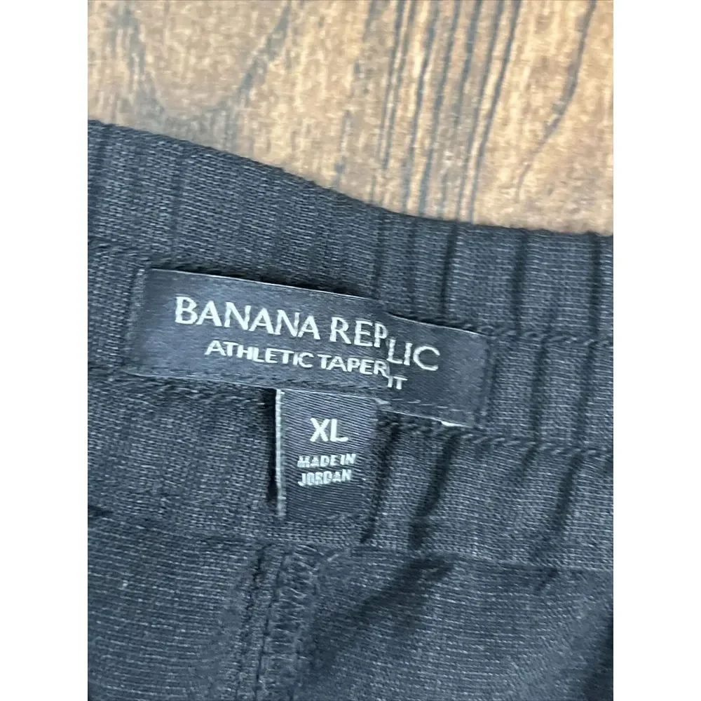 BANANA REPUBLIC BLACK ATHLETIC TAPERED MARZOTTO WOOL DRAWSTRING BEACH‎ PANTS XL